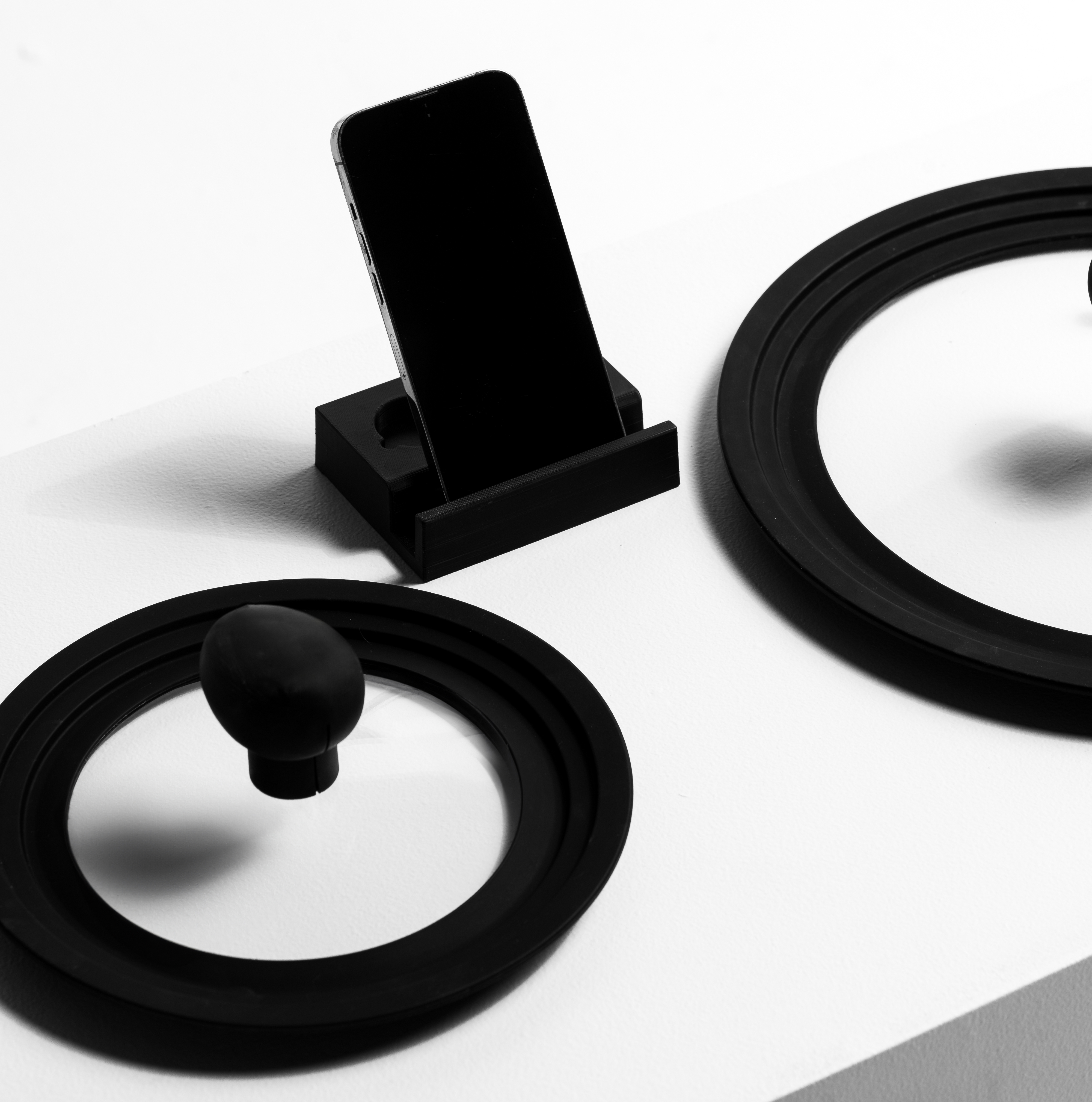 Liddy base station being used as a phone stand while cooking